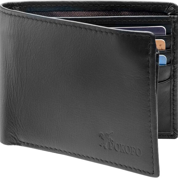 Men's RFID Blocking Wallet - Genuine Leather Bifold with Coin Zipper & IDs - Picture 1 of 6